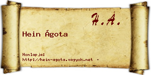Hein Ágota névjegykártya